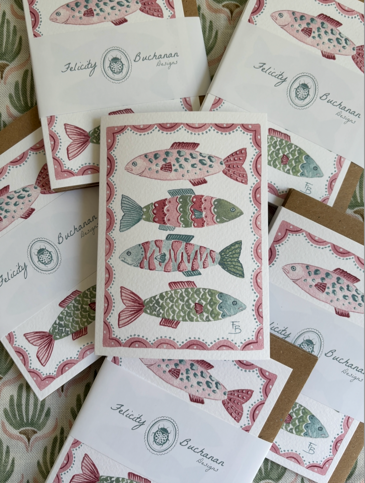 Pack of 5 Greetings Cards - Friendly Fish