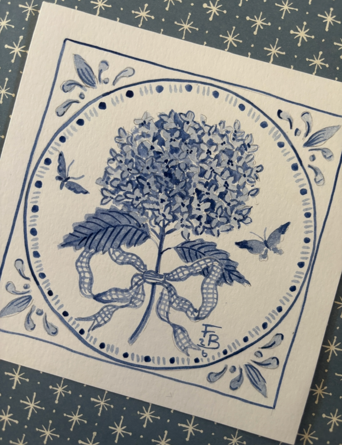 Blue Hydrangea Tile